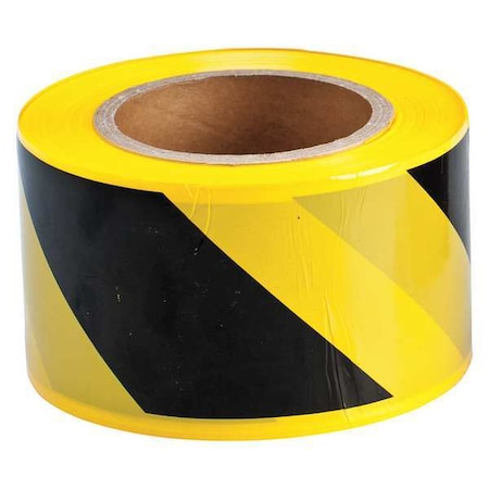 N/A Barricade Tape, No Legend, Black/Yellow, 3 in Wide x 500 ft Length, Polyethylene, 2 mil
