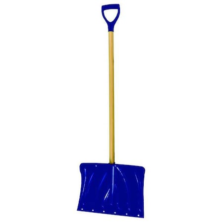 N/A Snow Shovel, 18 in W x Plastic, Steel Blade, 37 in L Wood Handle