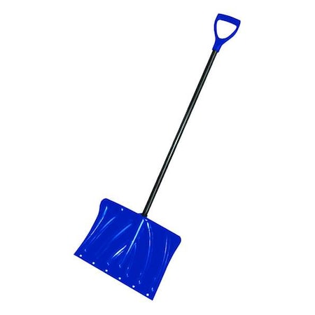 N/A Snow Shovel, 18 in W x Plastic, Steel Blade, 37 in L Steel Handle