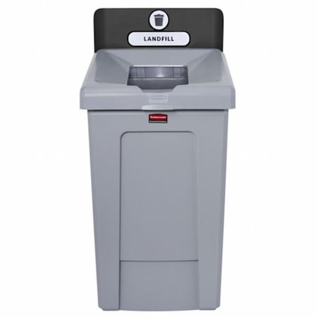RUBBERMAID COMMERCIAL 33 gal Rectangular Recycling Station, Flat with Top Opening, Black, 1 Openings