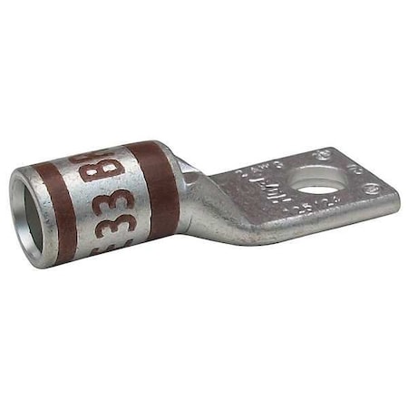 N/A One-Hole Compression Lug, 2 AWG Max, 5/16 in Stud, Short Barrel, Copper, Brown