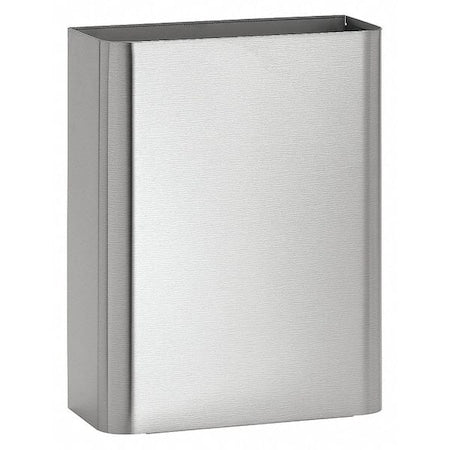 BRADLEY Wastebasket, Rectangular, 6-1/2 gal, Silver