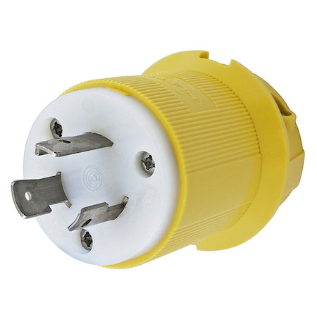 HUBBELL WIRING DEVICE-KELLEMS Locking Plug, L6-20P, 20 A, 250V AC, Single Phase, 2 Pole, Screw Terminals, Yellow