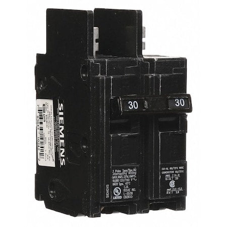 SIEMENS Miniature Circuit Breaker, BQ Series, 30A, 2 Pole, 120/240V AC, 10kA at 120/240V AC