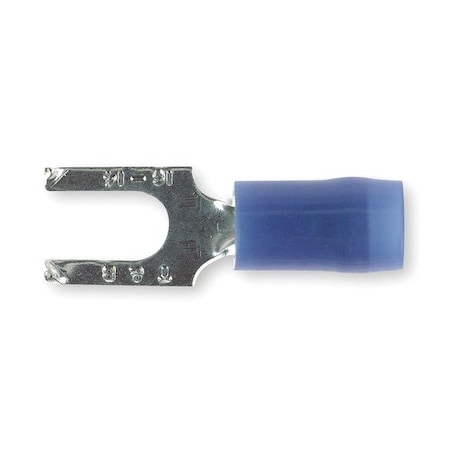 STA-KON Fork Terminal, #8 Stud Size, 14 AWG, 600 V, Nylon Insulated, Blue, Crimp Termination Only, 100 PK