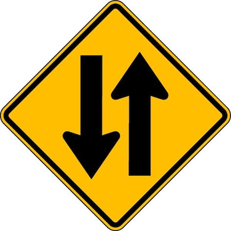 LYLE Two Way Traffic Traffic Sign, 24 in H, 24 in W, Aluminum, Diamond, No Text, W6-3-24DA