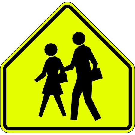 LYLE School Crossing Pictogram Traffic Sign, 30 in H, 30 in W, Aluminum, Pentagon, No Text, S1-1-30SYGA