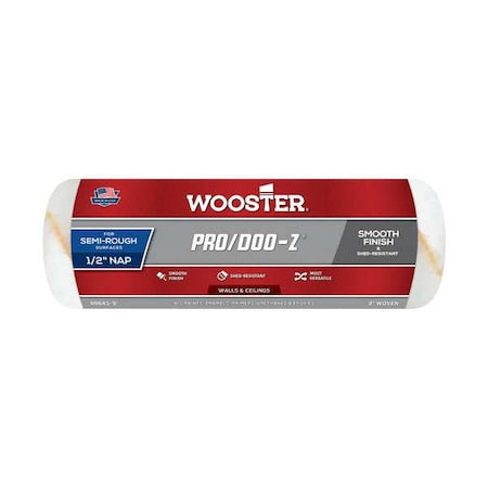 WOOSTER 9" Paint Roller Cover, 1/2" Nap, Woven Fabric