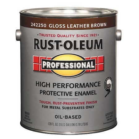 RUST-OLEUM Interior/Exterior Paint, Glossy, Oil Base, Leather Brown, 1 gal