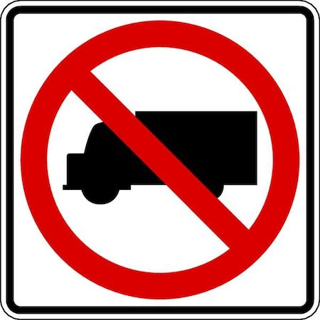 LYLE No Trucks Traffic Sign, 24 in H, 24 in W, Aluminum, Square, No Text, R5-2-24HA