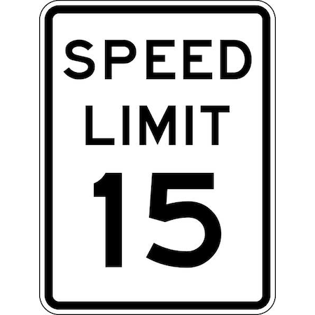 LYLE Speed Limit 15 Traffic Sign, 24 in H, 18 in W, Aluminum, Vertical Rectangle, R2-1-15-18HA
