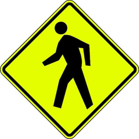 LYLE Pedestrian Crossing Pictogram Traffic Sign, 30 in H, 30 in W, Aluminum, Diamond, W11-2-30FA