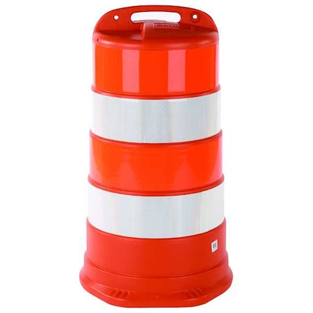 N/A Traffic Barrel, HDPE, High-Intensity Prismatic, 41 1/2 in Height, 18" Length, 9 lb, White/Orange