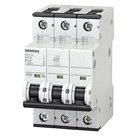SIEMENS Circuit Breaker, 5SY4 Series, 20A, 3 Pole, 400V AC, 10kA at 400V AC, D Curve