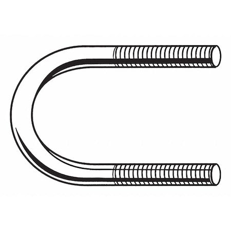 N/A Round U-Bolt, 5/16"-18, 2 1/2 in W, 5 5/8 in H, Zinc Plated Steel