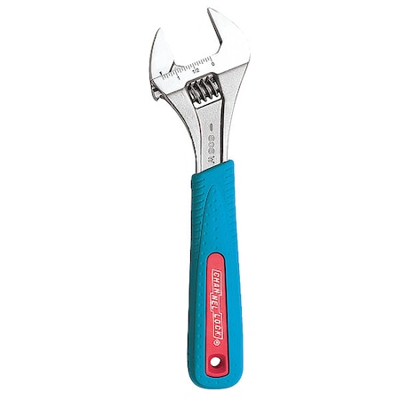 CHANNELLOCK Adj. Wrench, 8", 1-3/16" Cap., Chrome