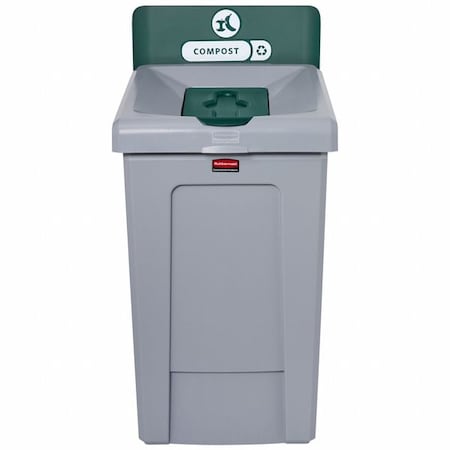 RUBBERMAID COMMERCIAL 33 gal Rectangular Recycling Station, Flat with Top Opening, Green, 1 Openings
