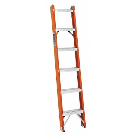 LOUISVILLE 6 ft Overall H, Straight Ladder, Fiberglass, Natural Finish, 300 lb Load Capacity