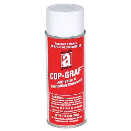 ANTI-SEIZE TECHNOLOGY Anti-Seize, General Purpose, Aerosol Spray Can, 16 oz, Copper Base, 1800 Degrees F Max Op Temp, Aerosol