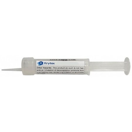 KRYTOX High-Performance Lubricant, 0.5 oz, Tube, PFPE Base, 400 Degrees F Max Op Temp, Colorless, GPL105 Series