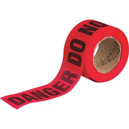 N/A Barricade Tape, Danger Do Not Enter, Red, 3 in Wide x 150 ft Length, Wood Fiber, 6 mil
