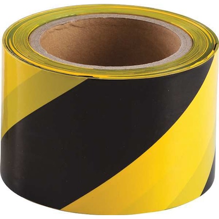 N/A Barricade Tape, No Legend, Black/Yellow, 3 in Wide x 200 ft Length, Polyethylene, 3 mil
