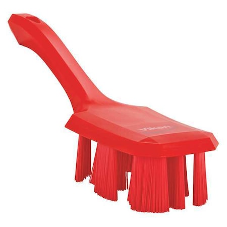 VIKAN 2 7/8 in W Scrub Brush, Stiff, 5 3/4 in L Handle, 4 3/4 in L Brush, Red, Plastic, 10 in L Overall