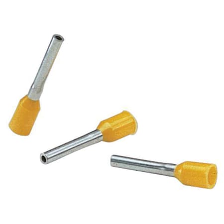 PANDUIT Ferrule, 24 AWG, PP, Yellow, 15/32in., PK500