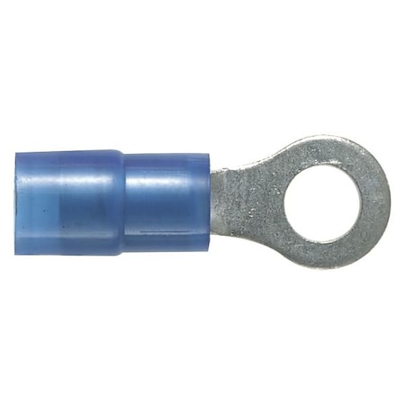 PANDUIT Ring Terminal, #8 Stud Size, 14 AWG, 600 V, Nylon Insulated, Blue, Crimp Termination Only, 1000 PK