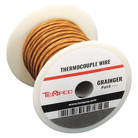 TEMPCO ThermocoupleWire, TypeJ, 20AWG, Brown, 100ft