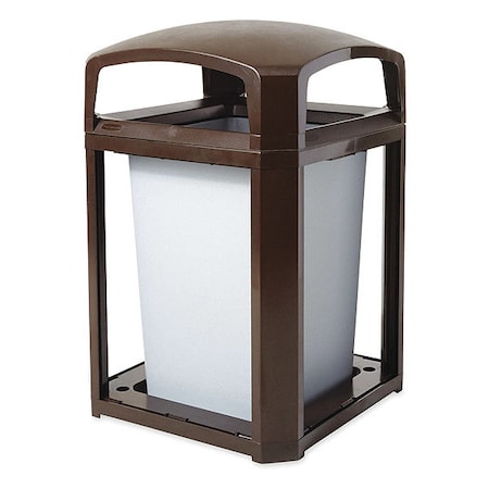 RUBBERMAID COMMERCIAL Landmark Series(R) 35 gal Square Outdoor Can, Sable, None, Plastic, 26 in
