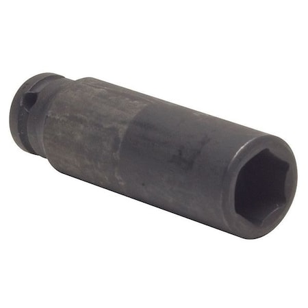 WESTWARD 1/4 in Drive Impact Socket Deep Socket, Black Oxide, Steel, 5.5 mm