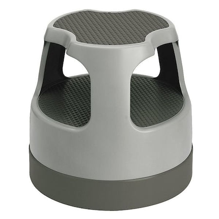 CRAMER Round Office Stool, 2 Steps, 300 lb Load Capacity, 15 in Overall Height, Plastic, Gray
