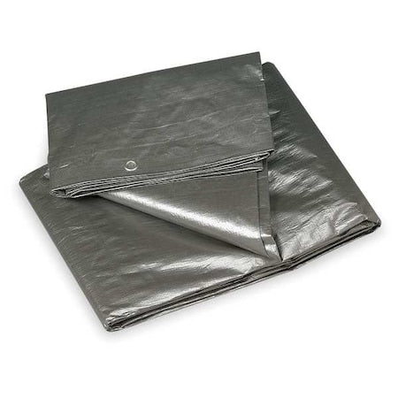 N/A Heavy Duty Tarp, 5 ft 6 in x 7 ft 6 in, 10.5 Mil, Silver, Polyethylene