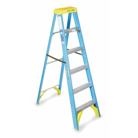 WERNER 6 ft Fiberglass Stepladder, 250 lb Capacity