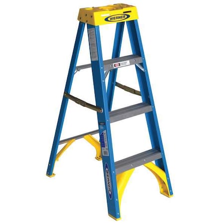 WERNER 4 ft Fiberglass Stepladder, 250 lb Capacity