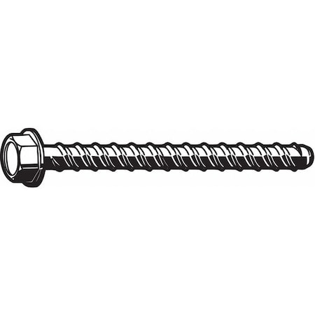 N/A Masonry Screw, 3/8" Dia., Hex, 1 3/4 in L, Steel Zinc Plated, 250 PK