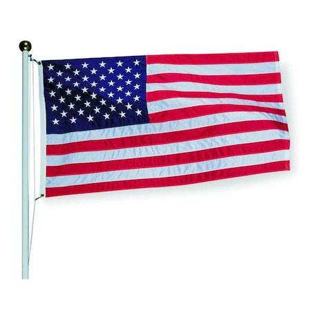 ANNIN FLAGMAKERS United States Flag, Outdoor, Tough-Tex, 5 ft H, 8 ft W, Polyester, 30 ft Min. Flagpole Height