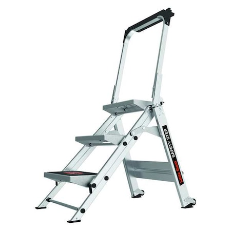 LITTLE GIANT LADDERS 3 Steps, Aluminum Step Stool, 300 lbs Load Capacity, Gray