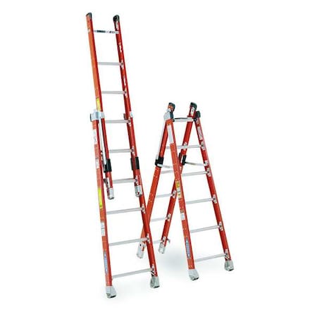 WERNER Multipurpose Ladder, Fiberglass, 375 lb Load Capacity
