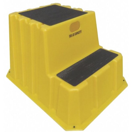 DPI Step Stand, 2 Steps, 500 lb Load Capacity, 20 1/2 in Overall Height, Polyethylene, Yellow