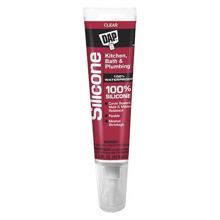 DAP Silicone Sealant, 3 oz, Tube, Clear, Silicone Base, Commercial Kitchen