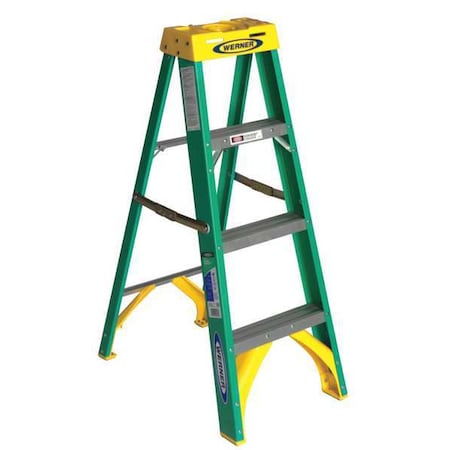 WERNER 4 ft Fiberglass Stepladder, 225 lb Capacity