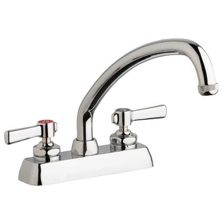 CHICAGO FAUCET Low Arc Kitchen Faucet, Manual, 4" Mount, 2 Hole Commercial