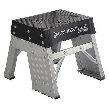 LOUISVILLE Step Stand, 1 Steps, 375 lb Load Capacity, 12 in Overall Height, Aluminum, Silver