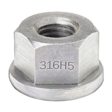 N/A Flange Nut, 1/4"-20, 316 Stainless Steel, 316 H5, Plain, 7/16 in Hex Wd, 15/64 in Hex Ht