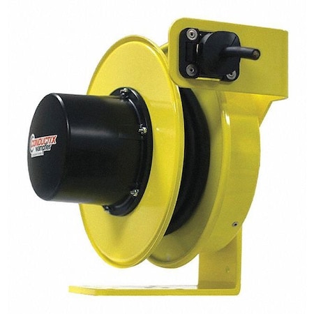 CONDUCTIX-WAMPFLER Cord Reel With Hand Lamp, Spring Retracted, Flying Lead, 12 AWG, Yellow Reel Color, 100 ft Length