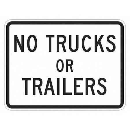 LYLE No Trucks Traffic Sign, 12 in H, 18 in W, Aluminum, Horizontal Rectangle, English, T1-5713-DG_18x12