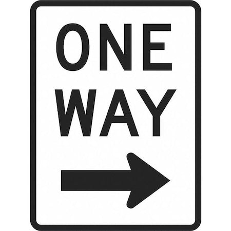 LYLE One Way Traffic Sign, 18 in H, 12 in W, Aluminum, Vertical Rectangle, English, T1-1014-DG_12x18