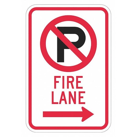 LYLE Fire Lane Parking Sign, 18 in H, 12 in W, Aluminum, Vertical Rectangle, English, T1-2817-EG_12x18